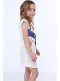 Cream dress with a peacock NDZ8128 - Online store - Boutique